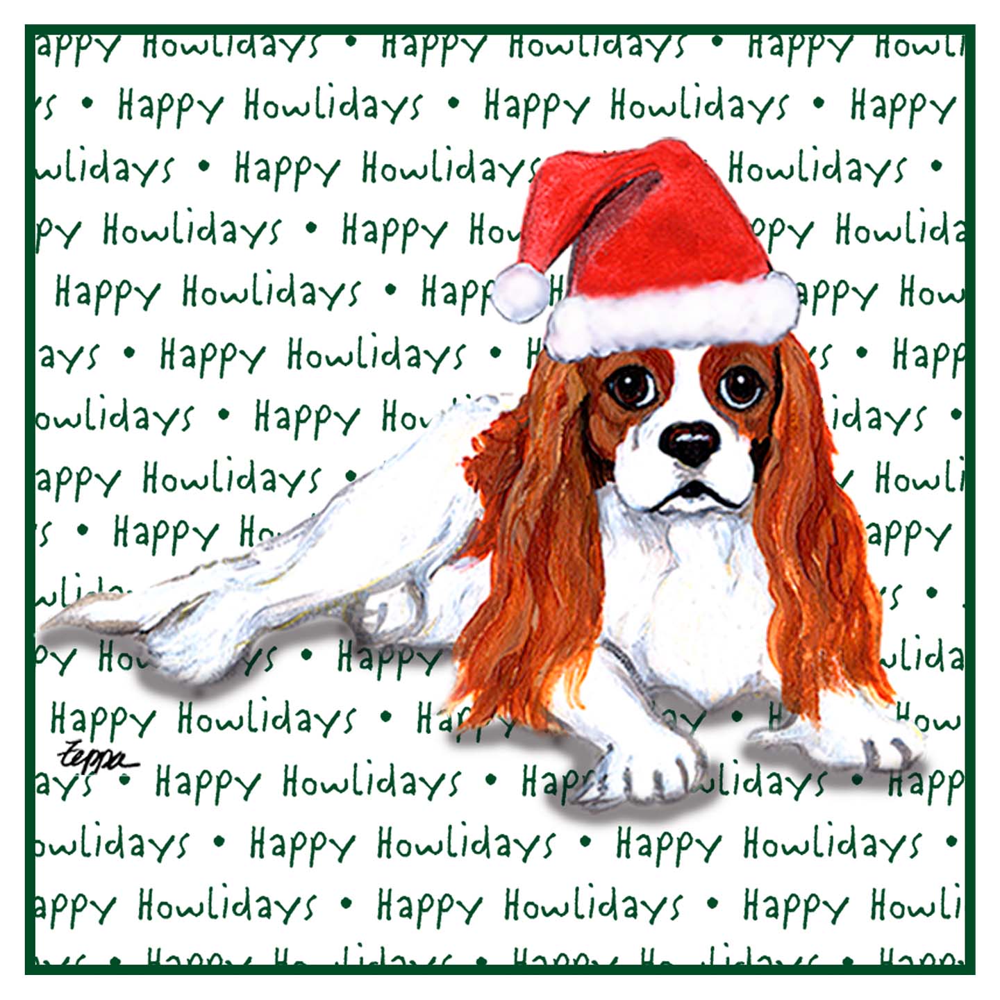 Cavalier King Charles Spaniel (Blenheim) Happy Howlidays Text - Adult Unisex Hoodie Sweatshirt