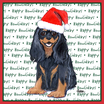 Cavalier King Charles Spaniel (Black & Tan) Happy Howlidays Text - Adult Unisex Long Sleeve T-Shirt