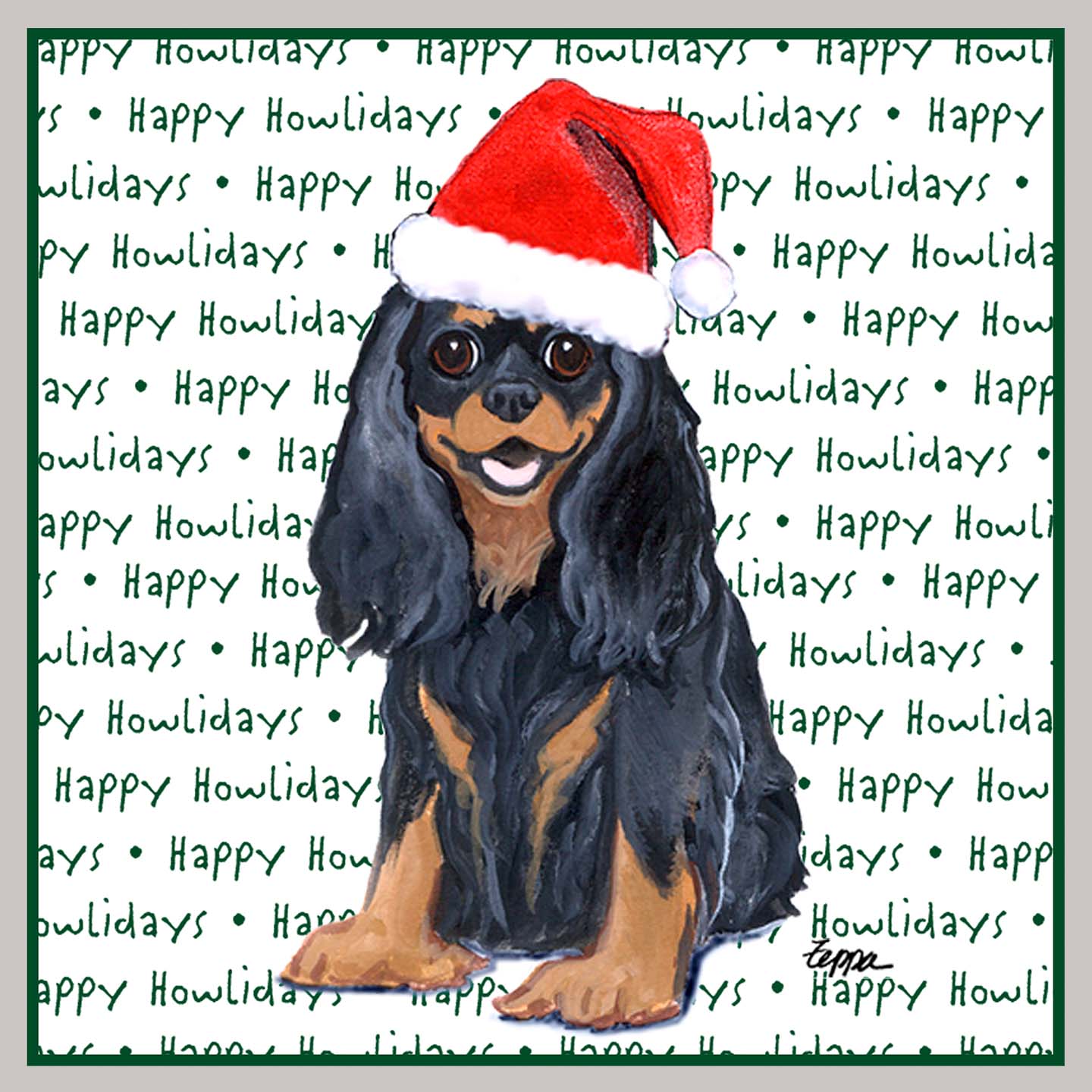 Cavalier King Charles Spaniel (Black & Tan) Happy Howlidays Text - Kids' Unisex Hoodie Sweatshirt