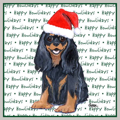 Cavalier King Charles Spaniel (Black & Tan) Happy Howlidays Text - Kids' Unisex Hoodie Sweatshirt