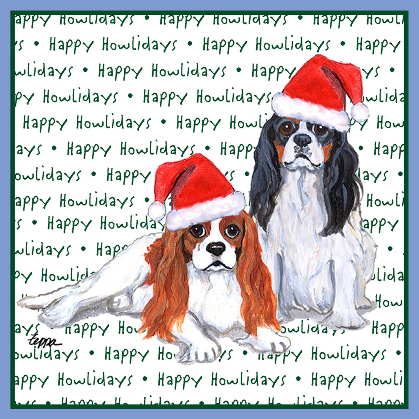 Cavalier King Charles Spaniel (Pair) Happy Howlidays Text - Women's Tri-Blend T-Shirt