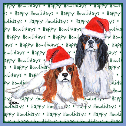 Cavalier King Charles Spaniel (Pair) Happy Howlidays Text - Women's Tri-Blend T-Shirt