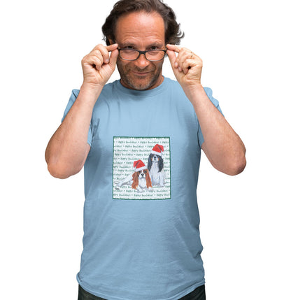 Cavalier King Charles Spaniel (Pair) Happy Howlidays Text - Adult Unisex T-Shirt