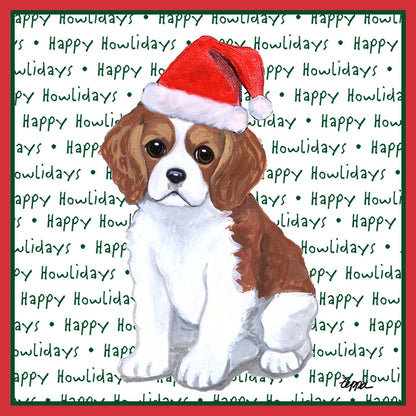 Cavalier King Charles Spaniel Puppy Happy Howlidays Text - Adult Unisex Long Sleeve T-Shirt