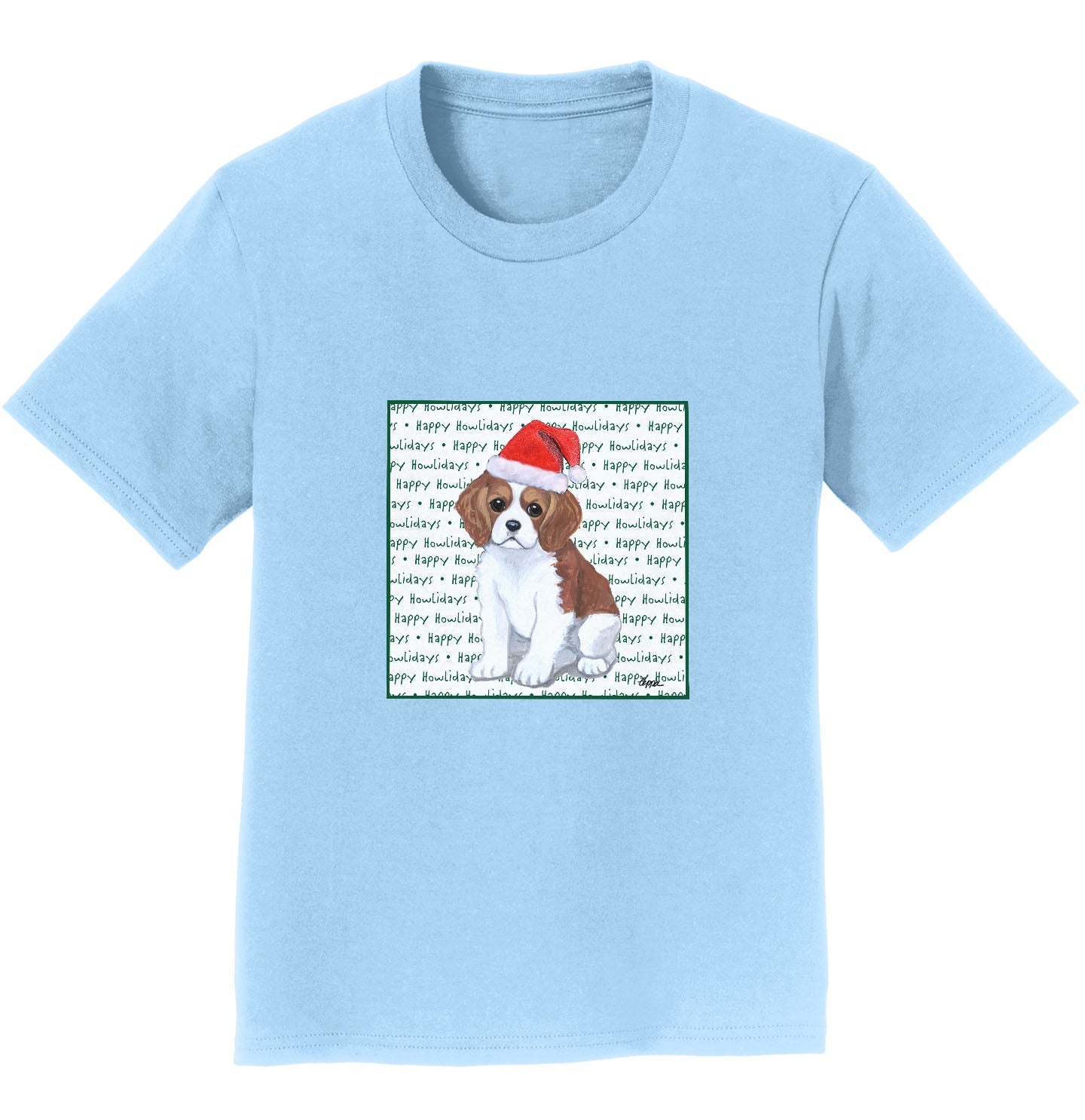 Cavalier King Charles Spaniel Puppy Happy Howlidays Text - Kids' Unisex T-Shirt