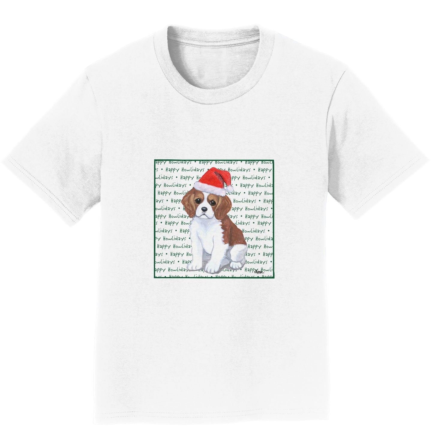 Cavalier King Charles Spaniel Puppy Happy Howlidays Text - Kids' Unisex T-Shirt