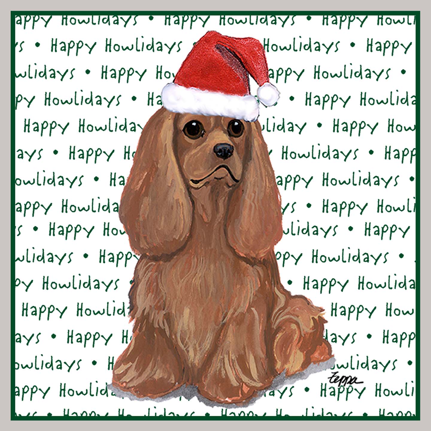 Cavalier King Charles Spaniel (Ruby) Happy Howlidays Text - Women's V-Neck Long Sleeve T-Shirt
