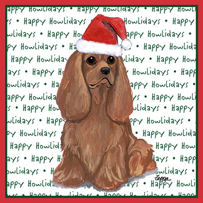 Cavalier King Charles Spaniel (Ruby) Happy Howlidays Text - Adult Unisex T-Shirt