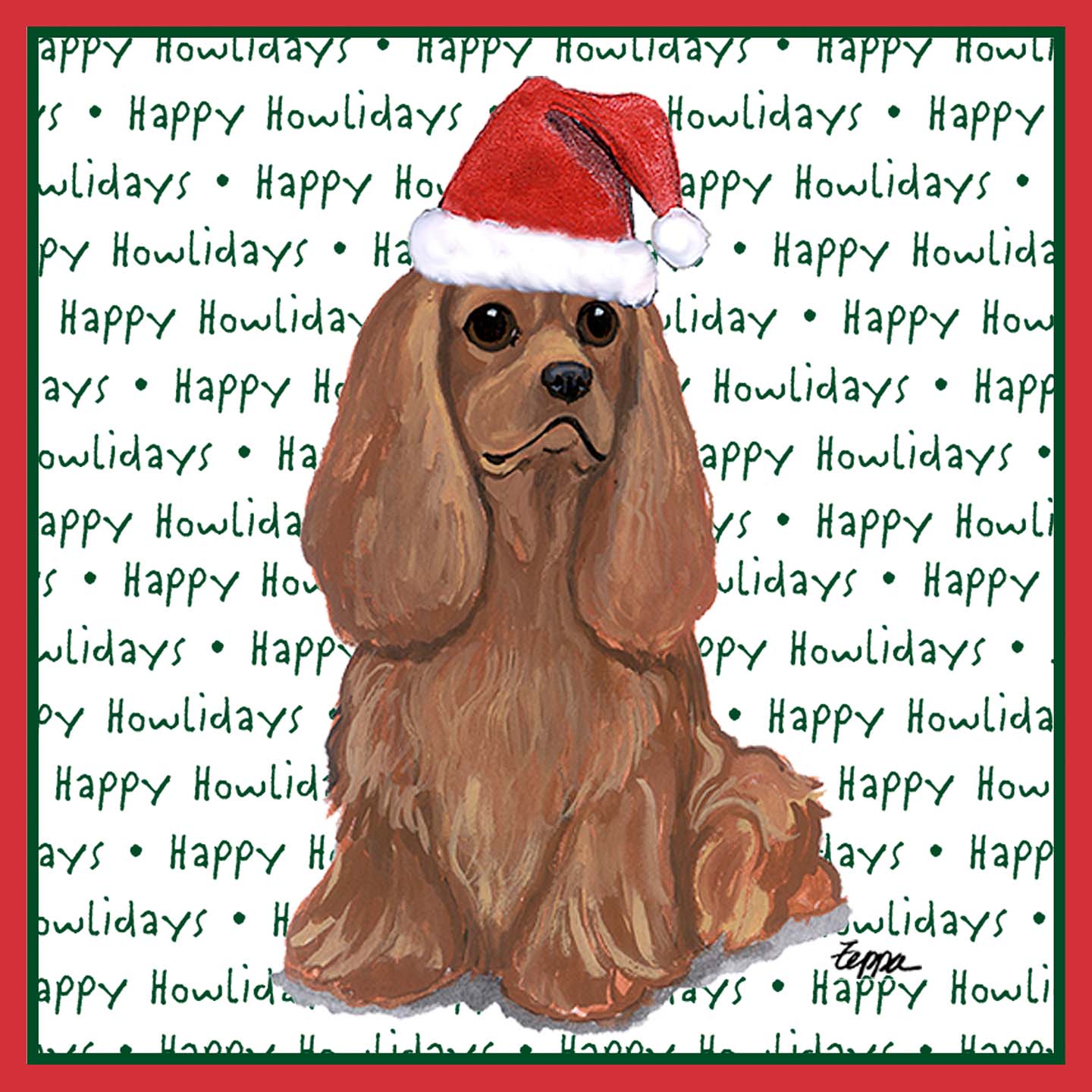 Cavalier King Charles Spaniel (Ruby) Happy Howlidays Text - Adult Unisex Long Sleeve T-Shirt