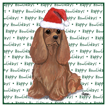 Cavalier King Charles Spaniel (Ruby) Happy Howlidays Text - Adult Unisex Hoodie Sweatshirt