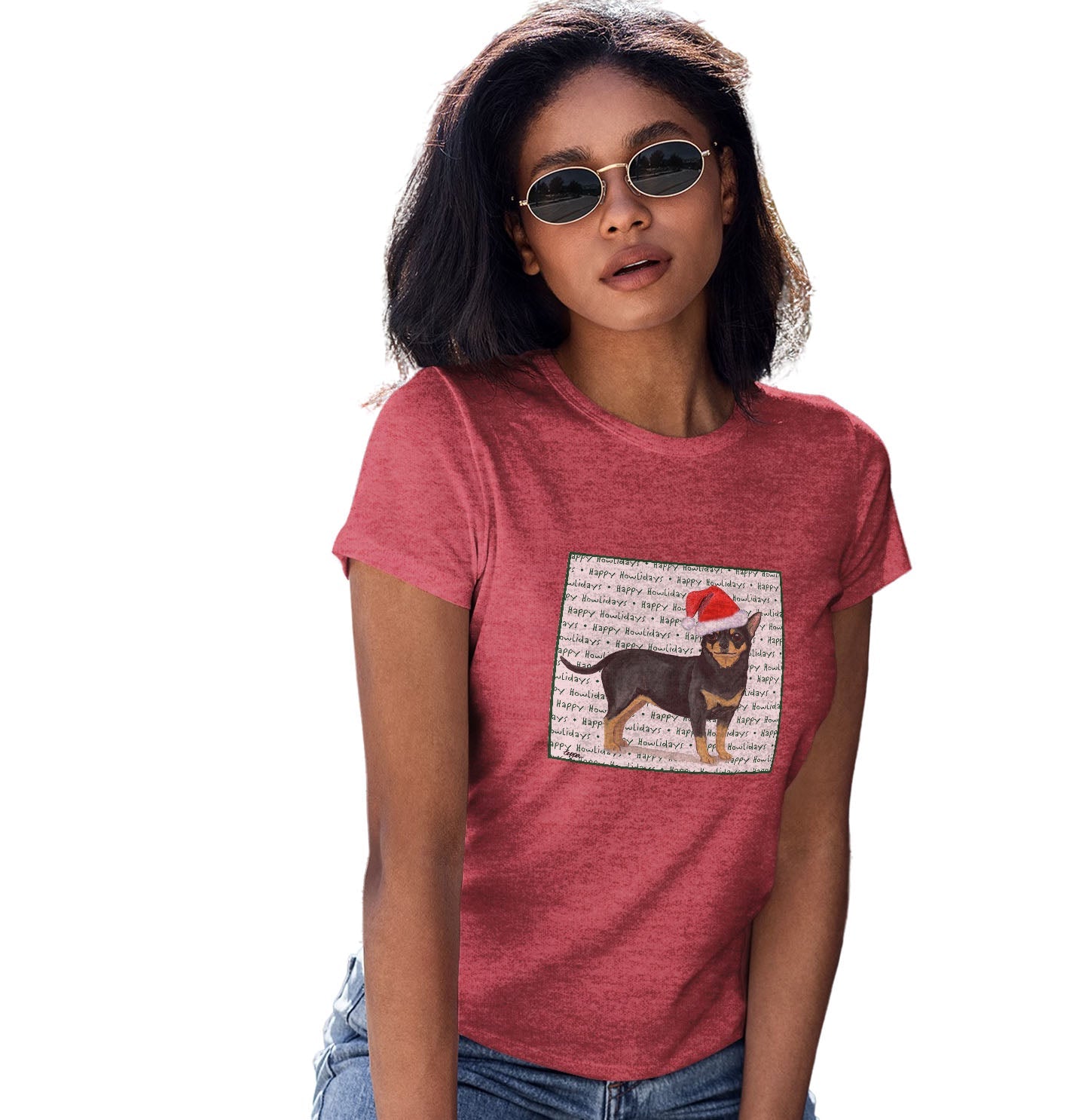 Chihuahua Happy Howlidays Text - Women's Tri-Blend T-Shirt