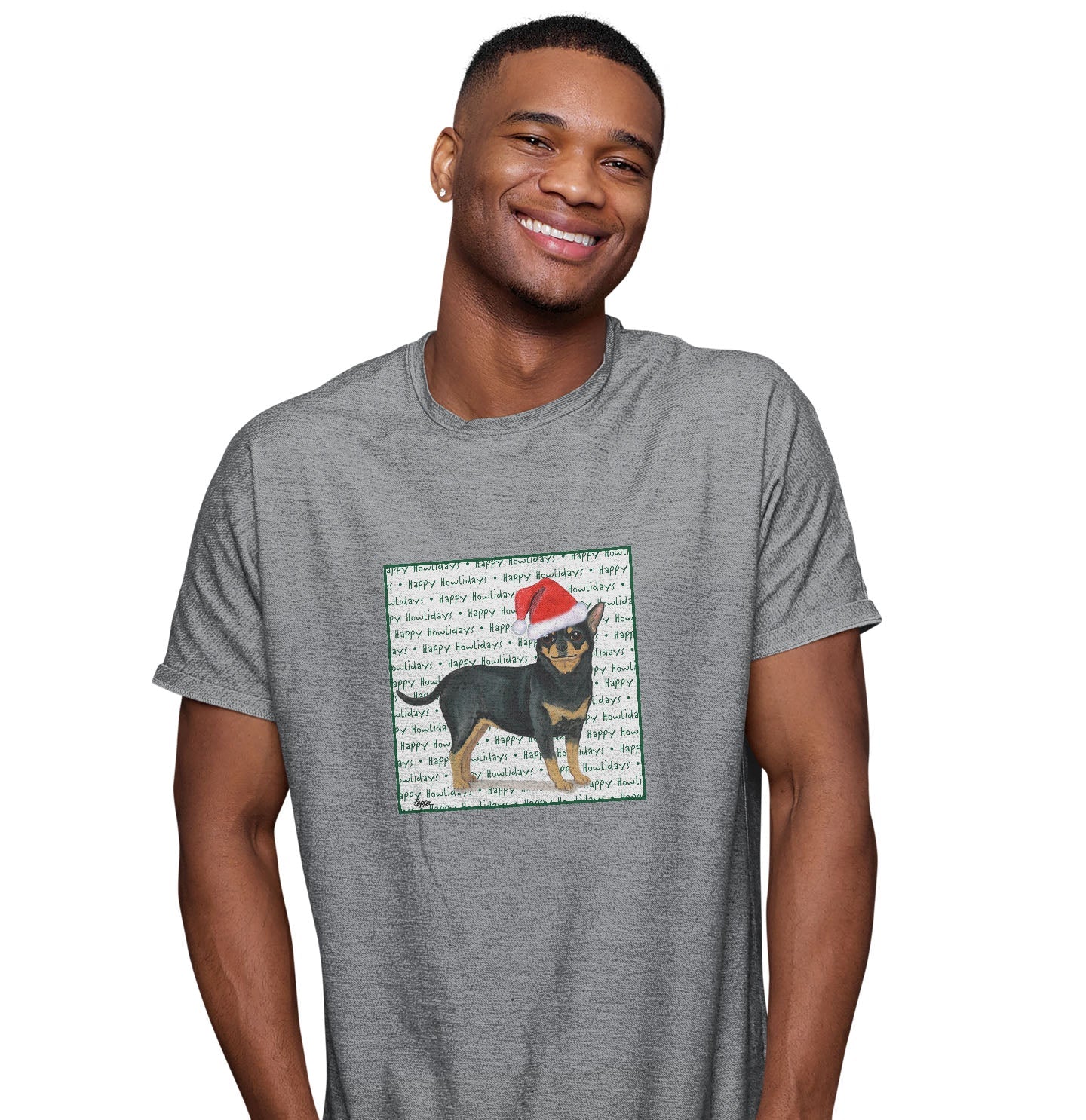 Chihuahua Happy Howlidays Text - Adult Unisex T-Shirt