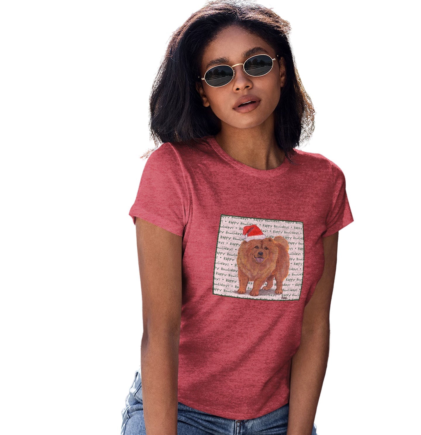 Chow Chow Happy Howlidays Text - Women's Tri-Blend T-Shirt