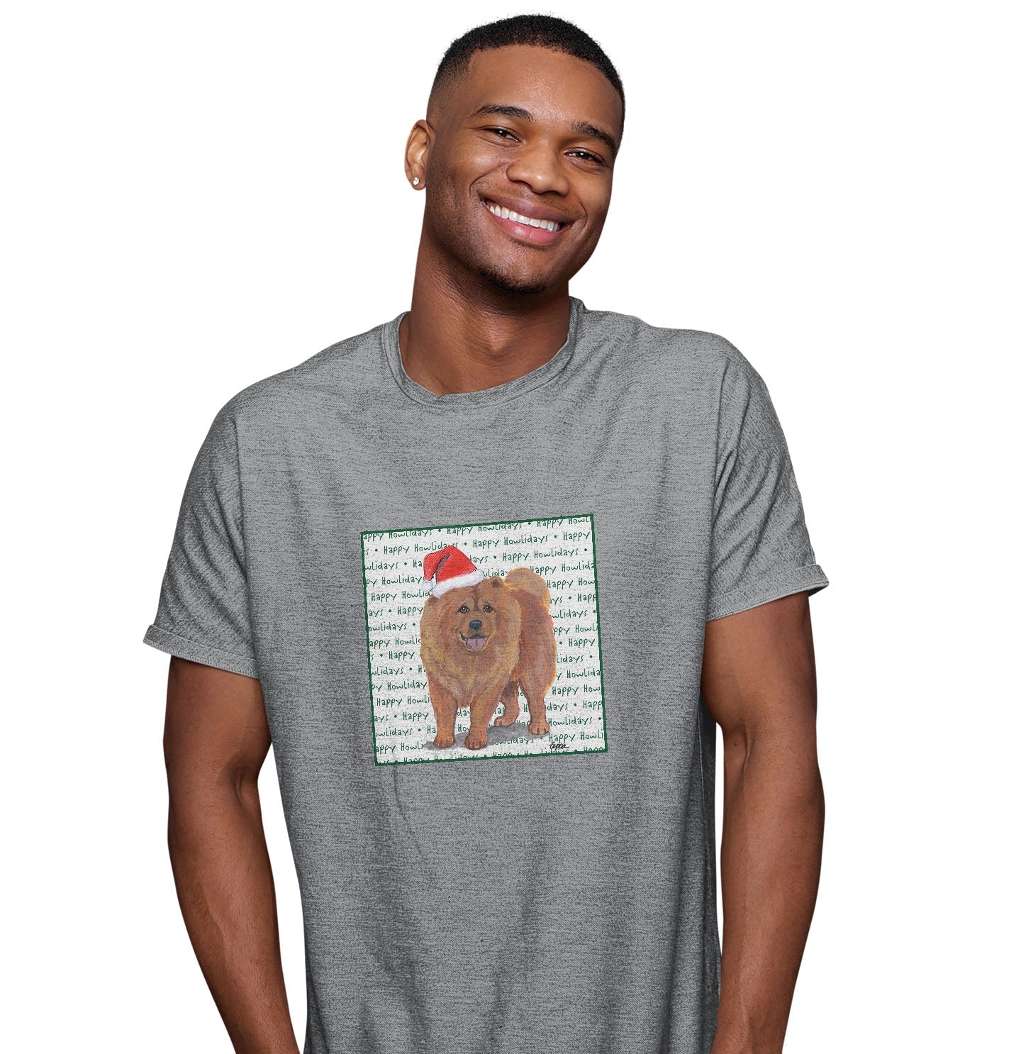 Chow Chow Happy Howlidays Text - Adult Unisex T-Shirt