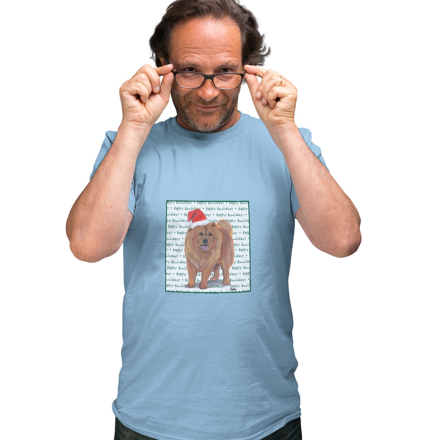 Chow Chow Happy Howlidays Text - Adult Unisex T-Shirt