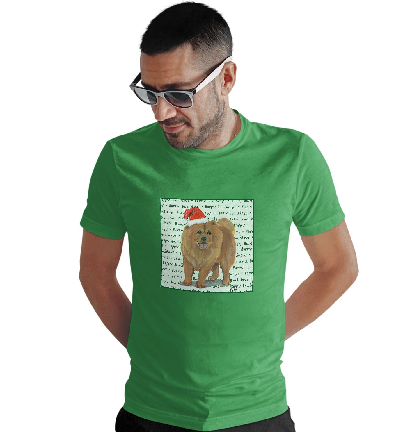 Chow Chow Happy Howlidays Text - Adult Unisex T-Shirt