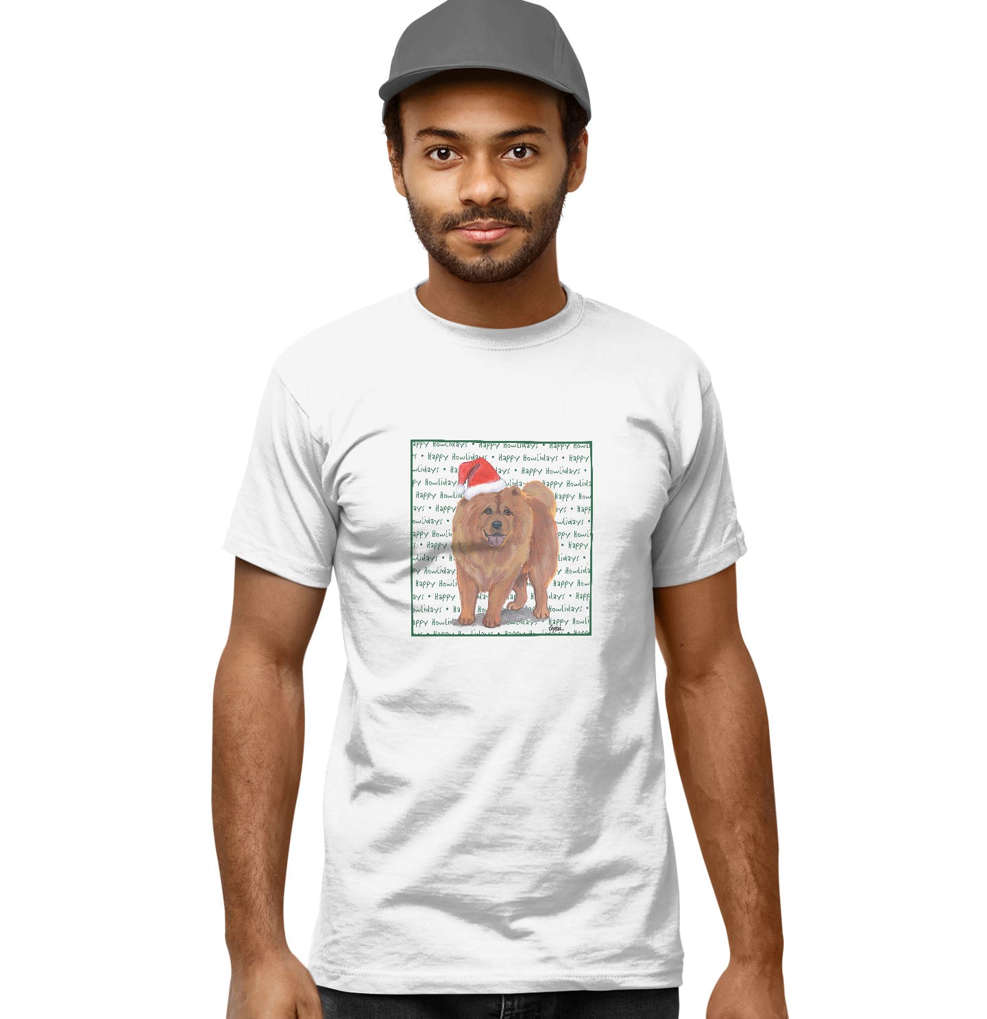 Chow Chow Happy Howlidays Text - Adult Unisex T-Shirt