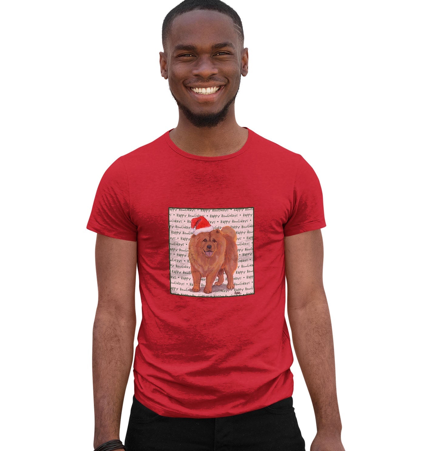 Chow Chow Happy Howlidays Text - Adult Unisex T-Shirt