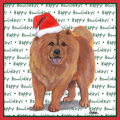 Chow Chow Happy Howlidays Text - Adult Unisex Long Sleeve T-Shirt