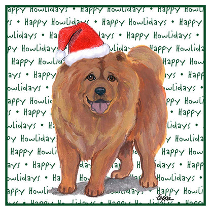 Chow Chow Happy Howlidays Text - Adult Unisex Hoodie Sweatshirt