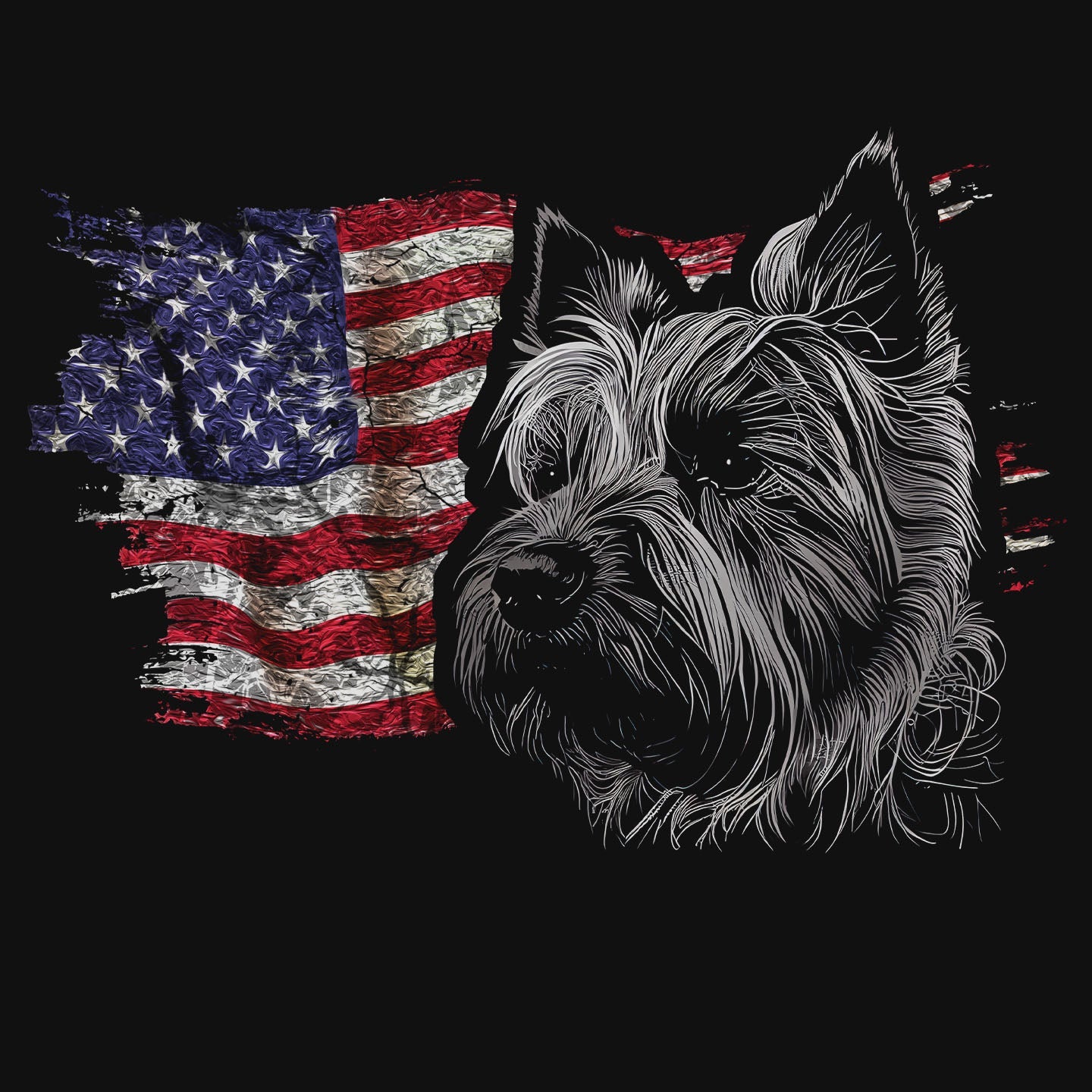 Patriotic Cairn Terrier American Flag - Adult Unisex T-Shirt