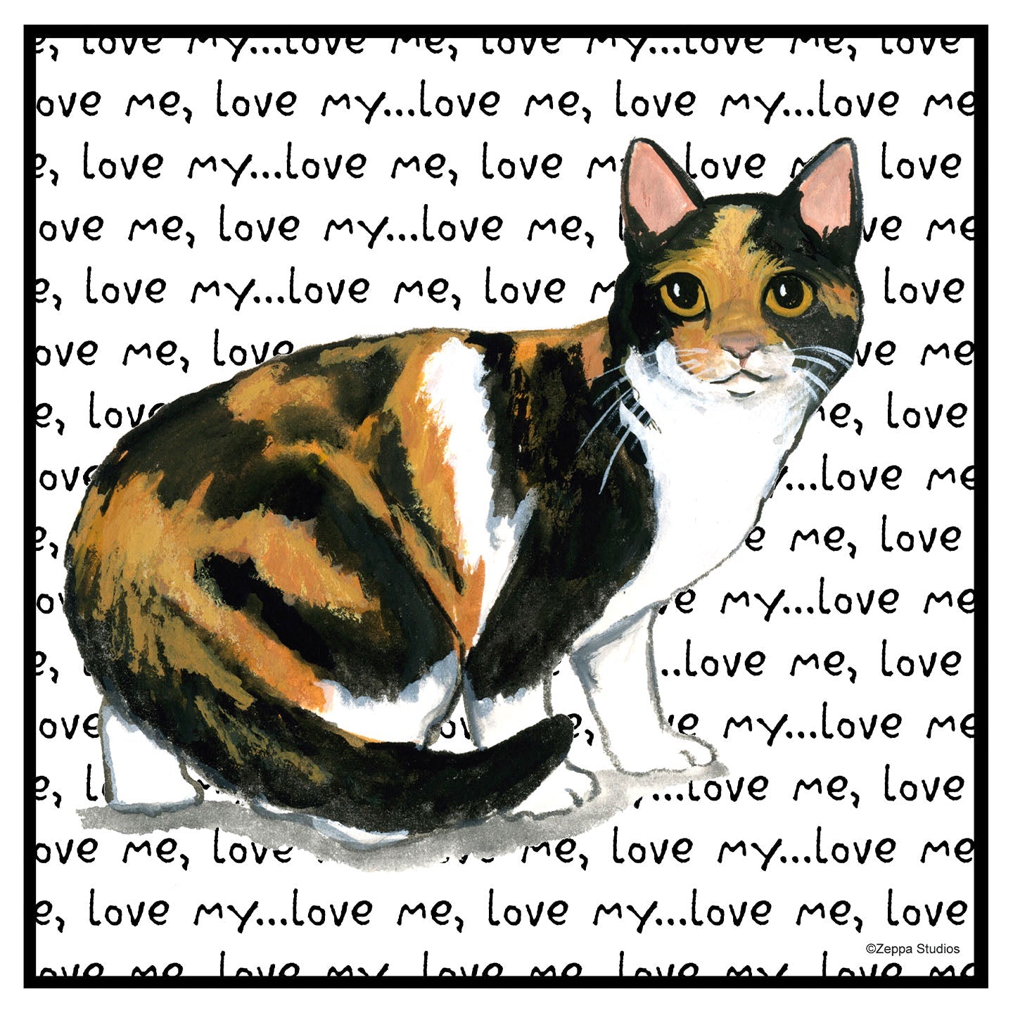 Calico Cat Love Text - Women's V-Neck Long Sleeve T-Shirt