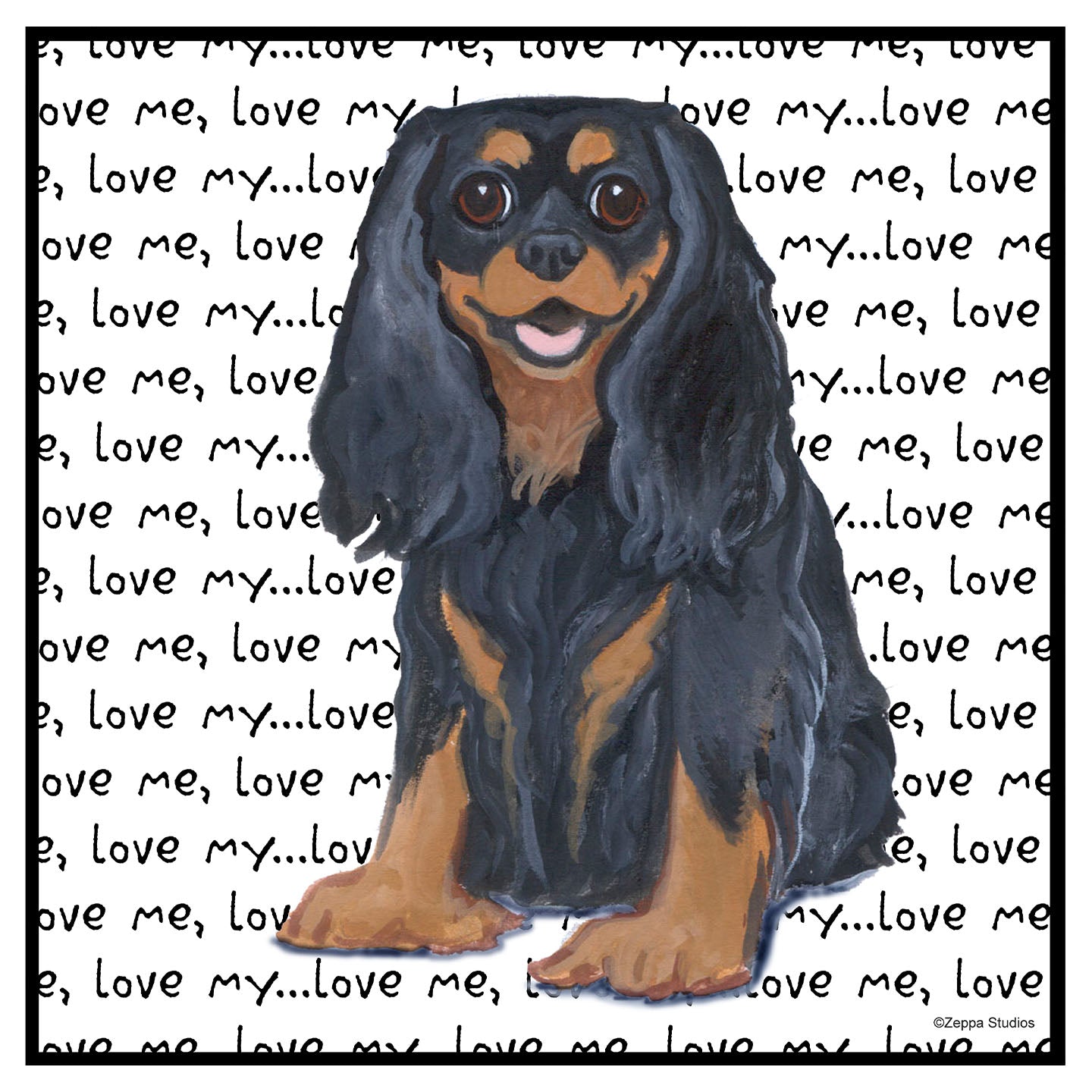 Black & Tan Cavalier Love Text - Women's V-Neck Long Sleeve T-Shirt