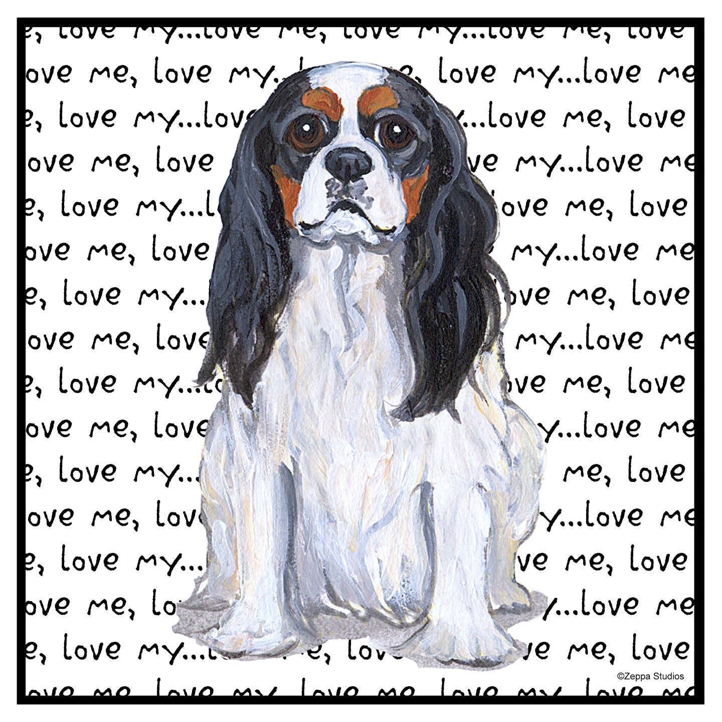 Tri-Color Cavalier Love Text - Women's V-Neck T-Shirt