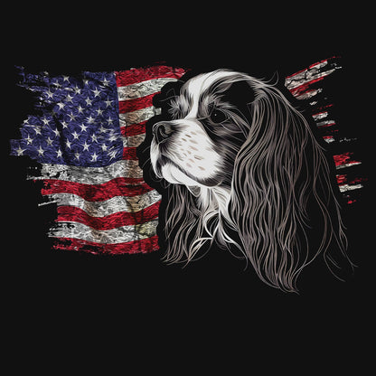 Patriotic Cavalier King Charles Spaniel American Flag - Adult Unisex T-Shirt