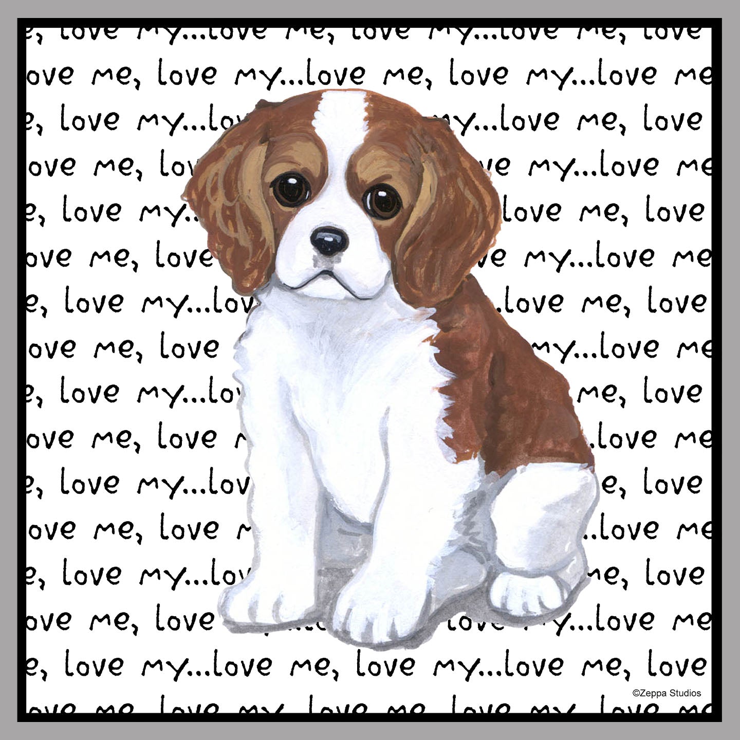 Cavalier Puppy Love Text - Women's V-Neck Long Sleeve T-Shirt