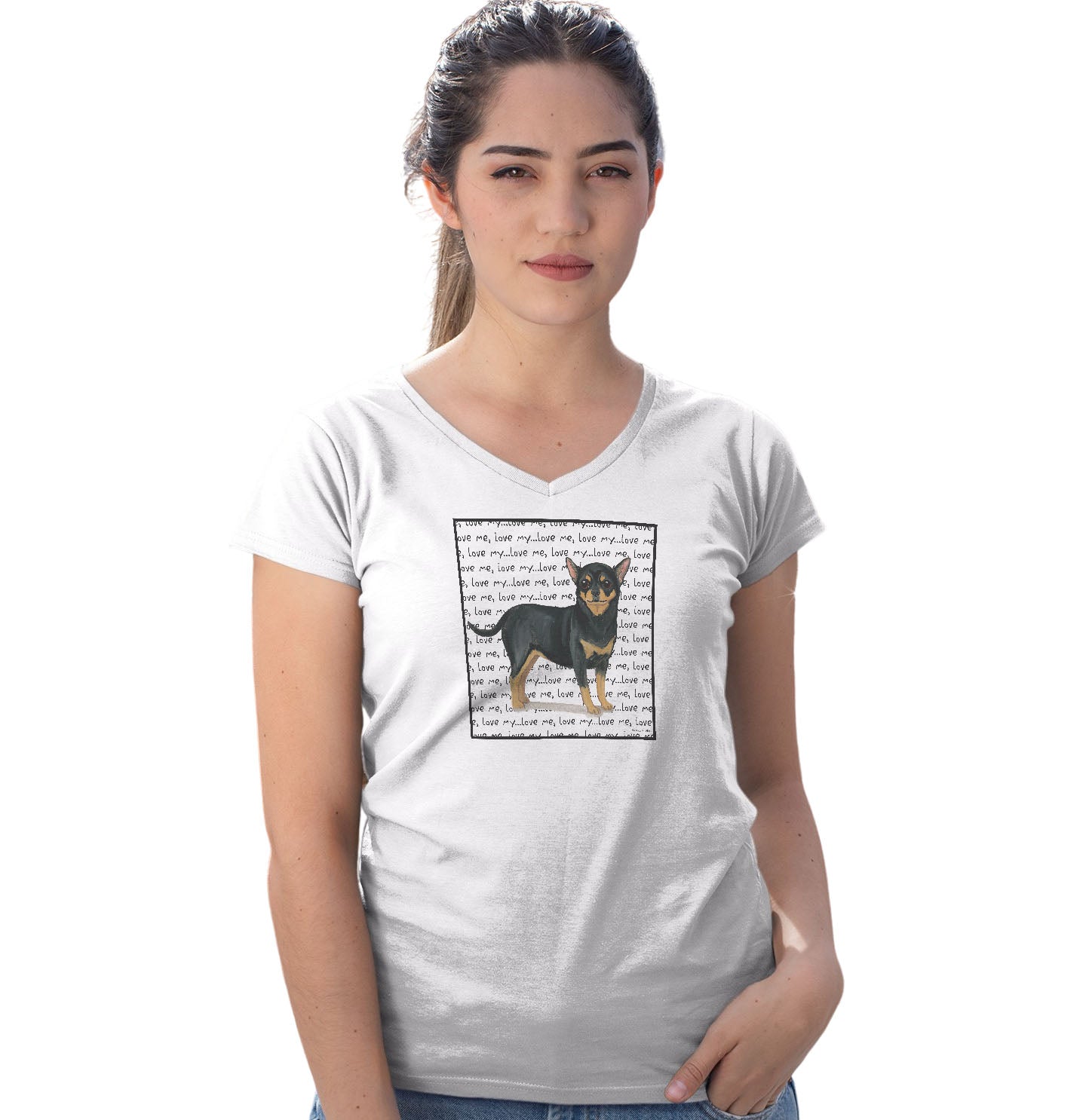 Chihuahua Love Text - Women's V-Neck T-Shirt