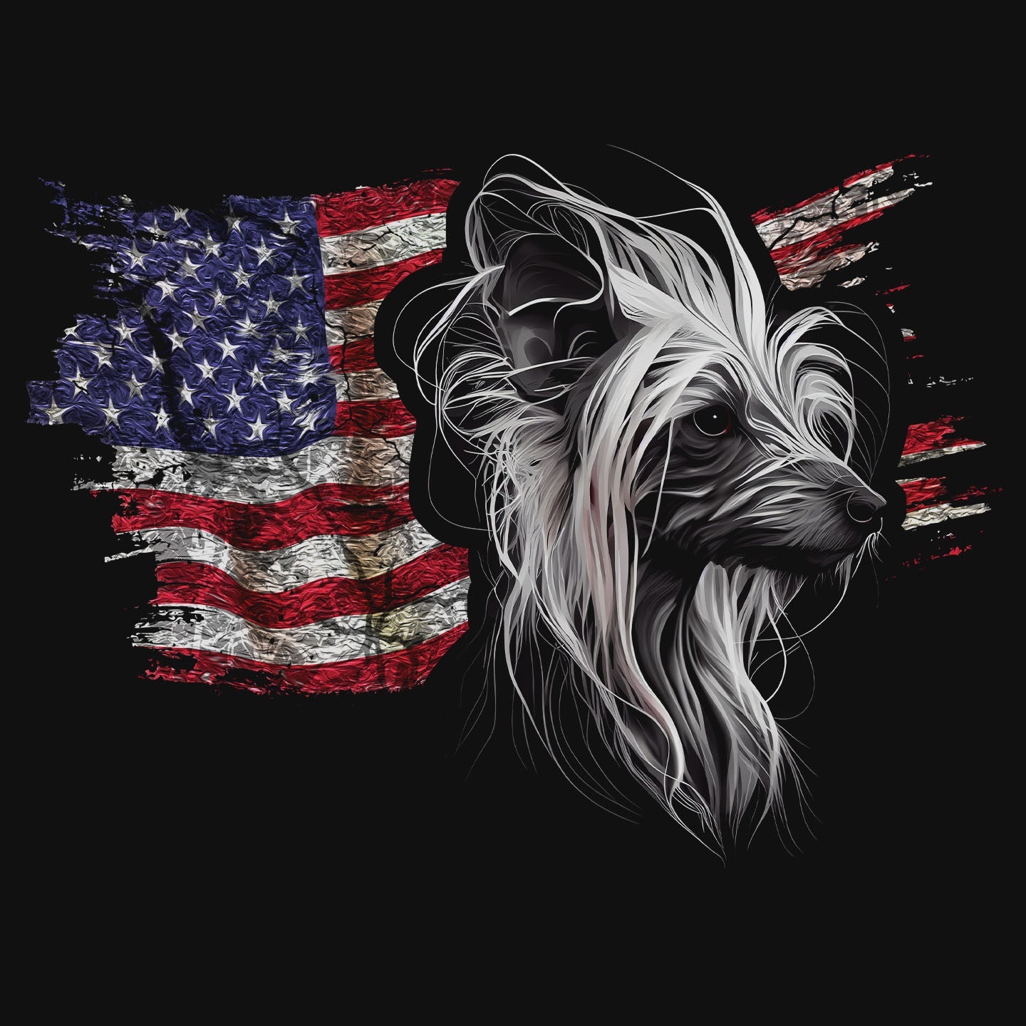 Patriotic Chinese Crested American Flag - Women's V-Neck T-Shirt