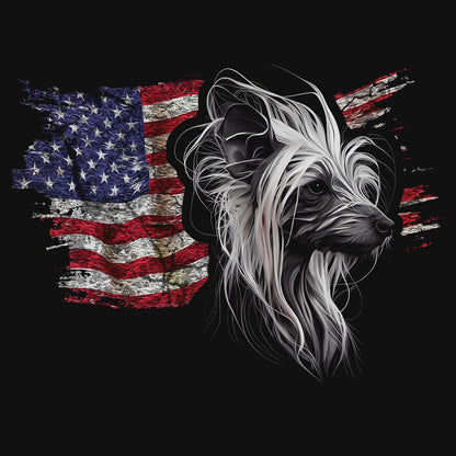 Patriotic Chinese Crested American Flag - Women's V-Neck T-Shirt