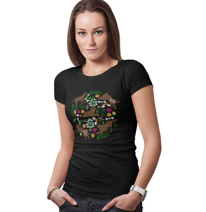 Chocolate Labrador Green Fleur Design - Women's Fitted T-Shirt