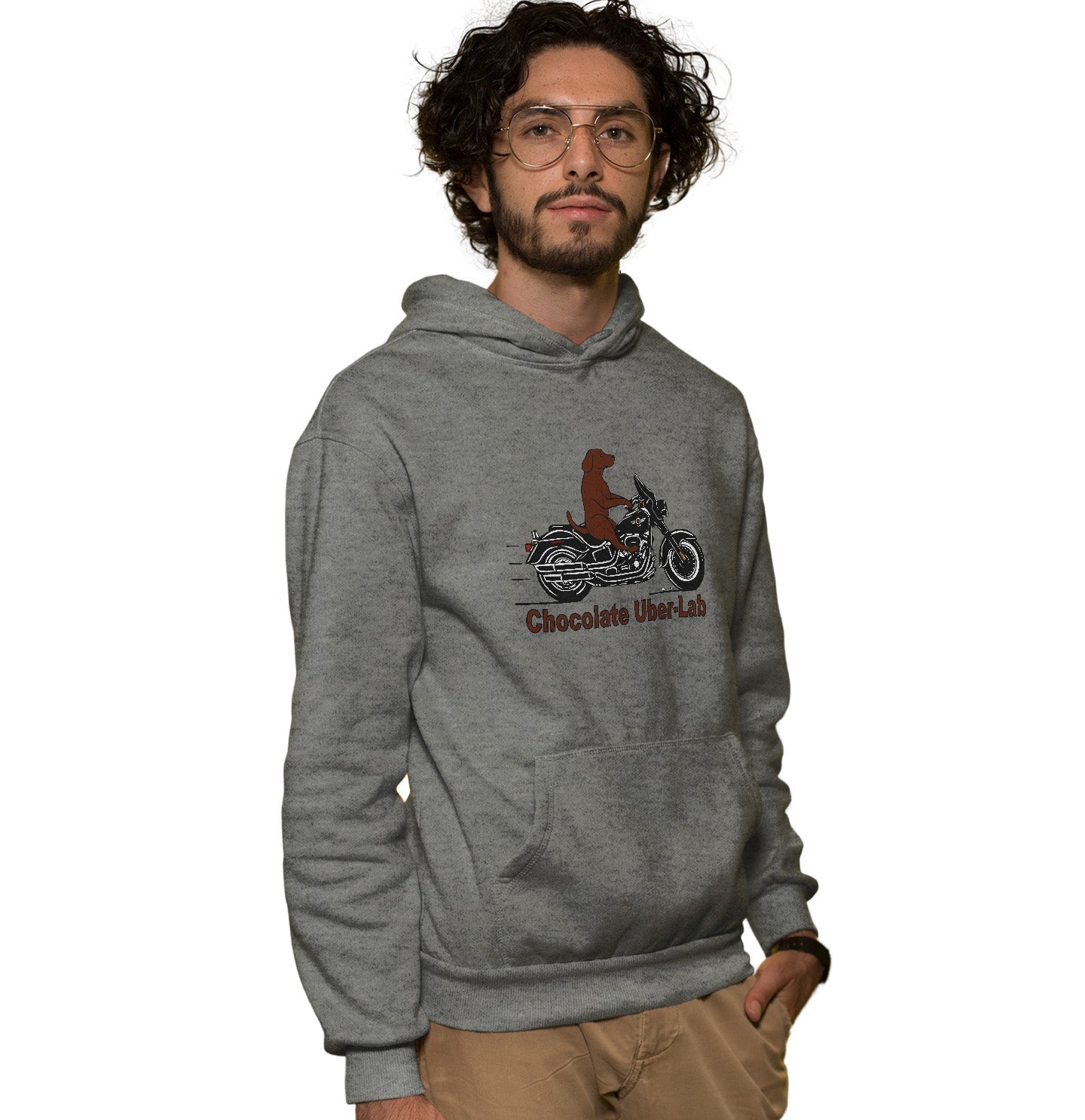 Chocolate Lab Biker - Adult Unisex Hoodie Sweatshirt