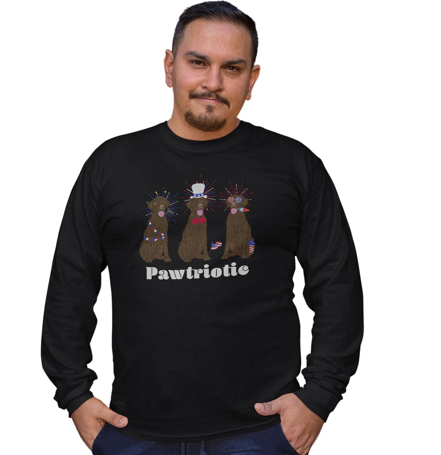 4th of July Patriotic Chocolate Lab - Adult Unisex Long Sleeve T-Shirt