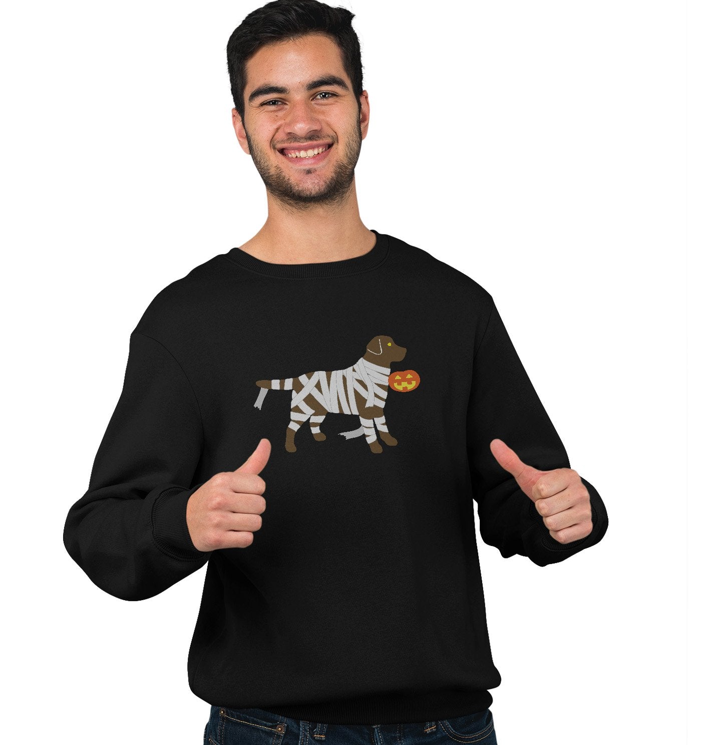 Chocolate Lab Mummy Trick or Treater - Halloween - Adult Unisex Crewneck Sweatshirt