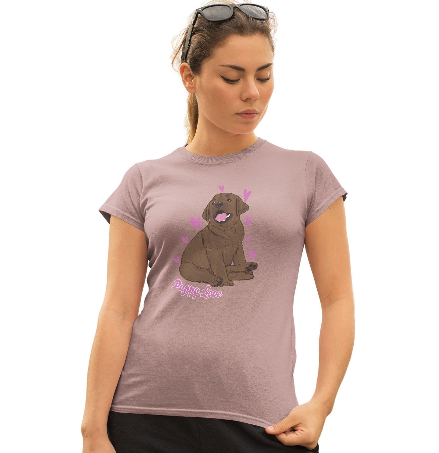 Chocolate Labrador Puppy Love - Women's Fitted T-Shirt