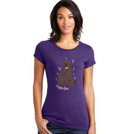 Chocolate Labrador Puppy Love - Women's Fitted T-Shirt