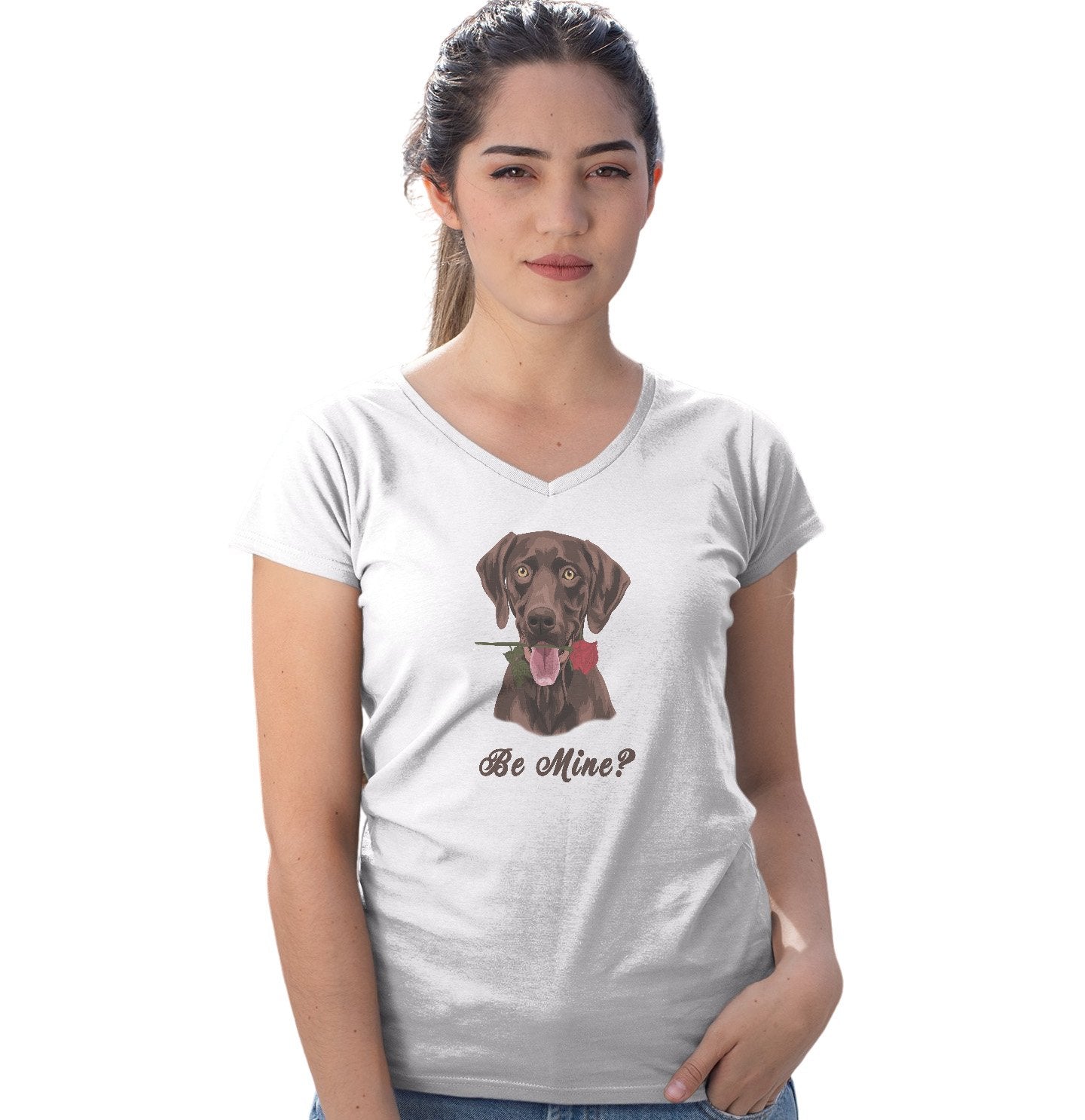 Chocolate Labrador Be Mine - Women's V-Neck T-Shirt