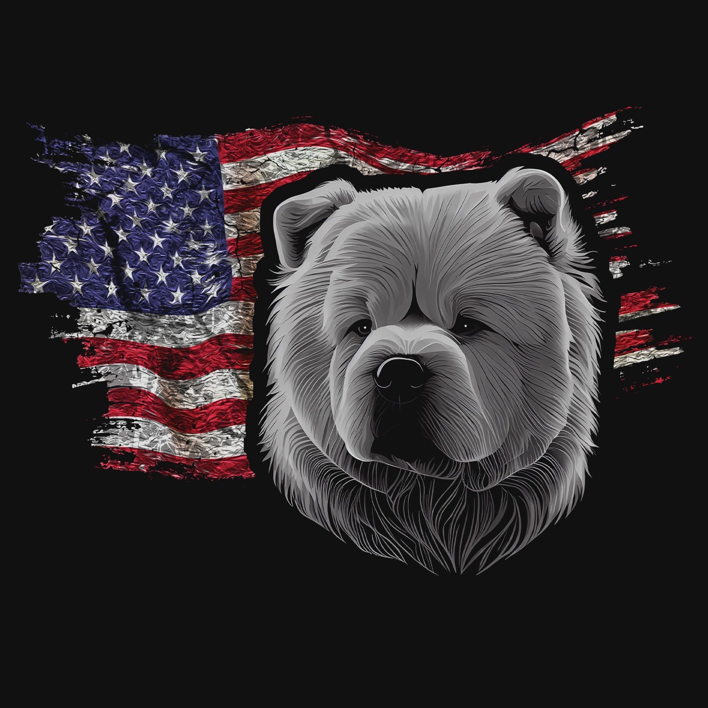 Patriotic Chow Chow American Flag - Adult Unisex T-Shirt