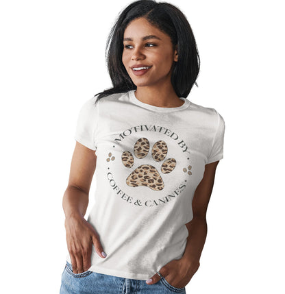 Motivated by Coffee and Canines - Women's Fitted T-Shirt