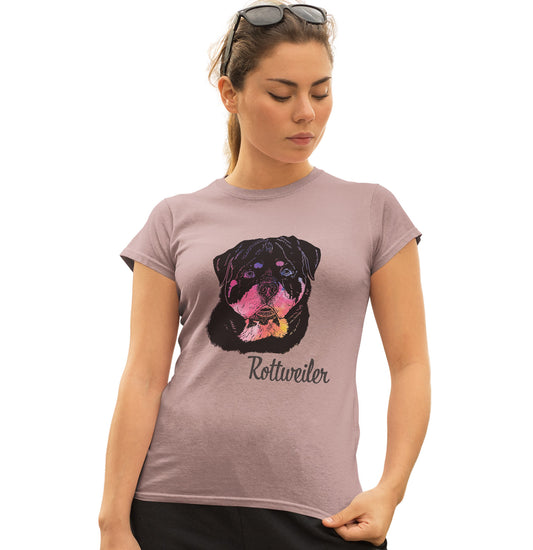 Colorful Rottweiler Headshot - Women's Fitted T-Shirt