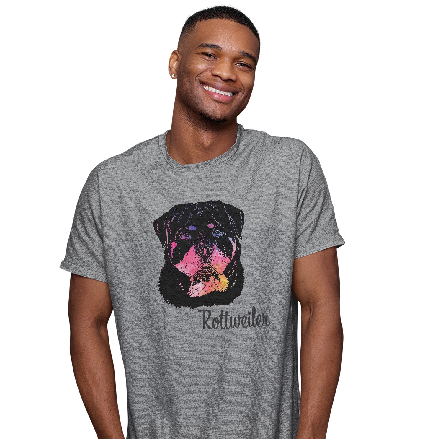 Colorful Rottweiler Headshot - Adult Unisex T-Shirt