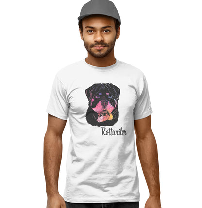 Colorful Rottweiler Headshot - Adult Unisex T-Shirt