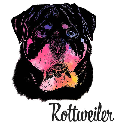 Colorful Rottweiler Headshot - Women's V-Neck Long Sleeve T-Shirt