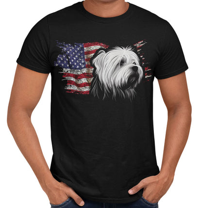 Patriotic Coton de Tulear American Flag - Adult Unisex T-Shirt