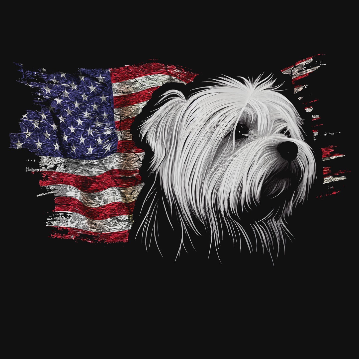 Patriotic Coton de Tulear American Flag - Adult Unisex T-Shirt