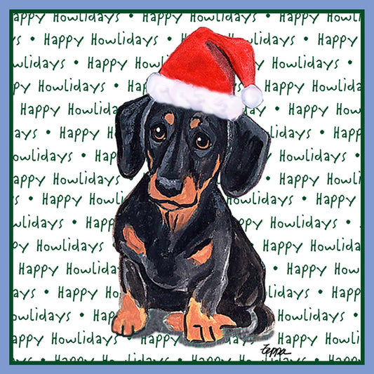 Dachshund (Black) Happy Howlidays Text - Women's Tri-Blend T-Shirt