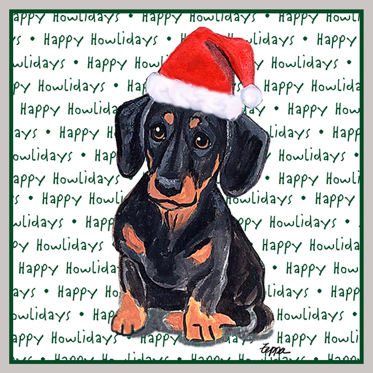 Dachshund (Black) Happy Howlidays Text - Kids' Unisex Hoodie Sweatshirt